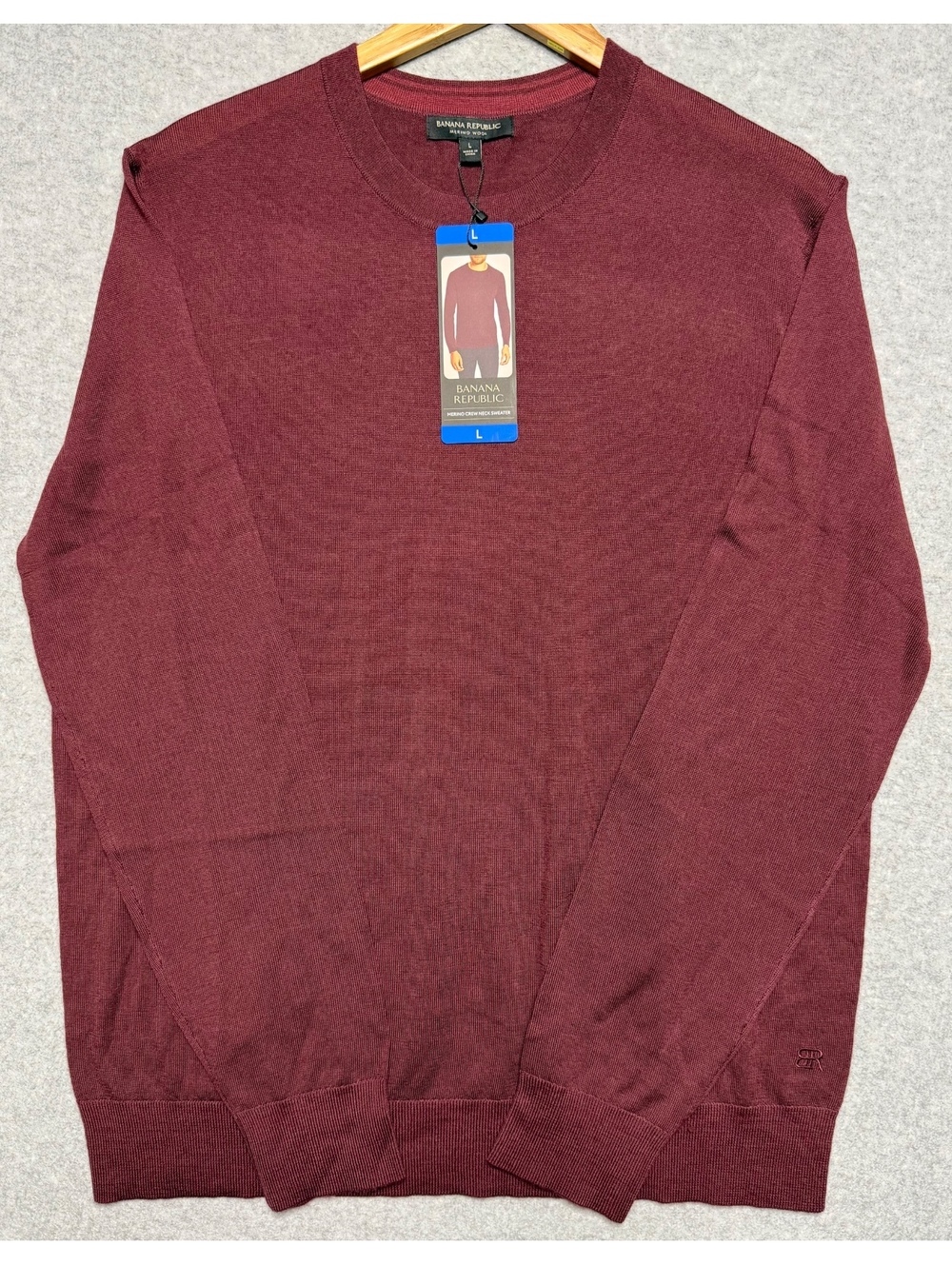 Banana Republic Men’s 100% Merino Wool Crewneck Sweater Large Dark Red NWT